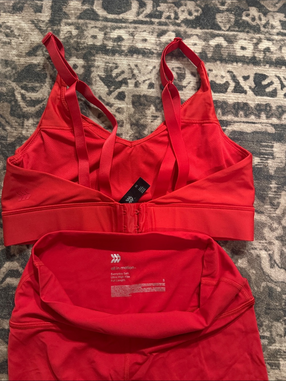 All in Motion Bright Red Activewear Bra & Leggings Set (XS Bra, S Leggings) - Picture 3 of 3